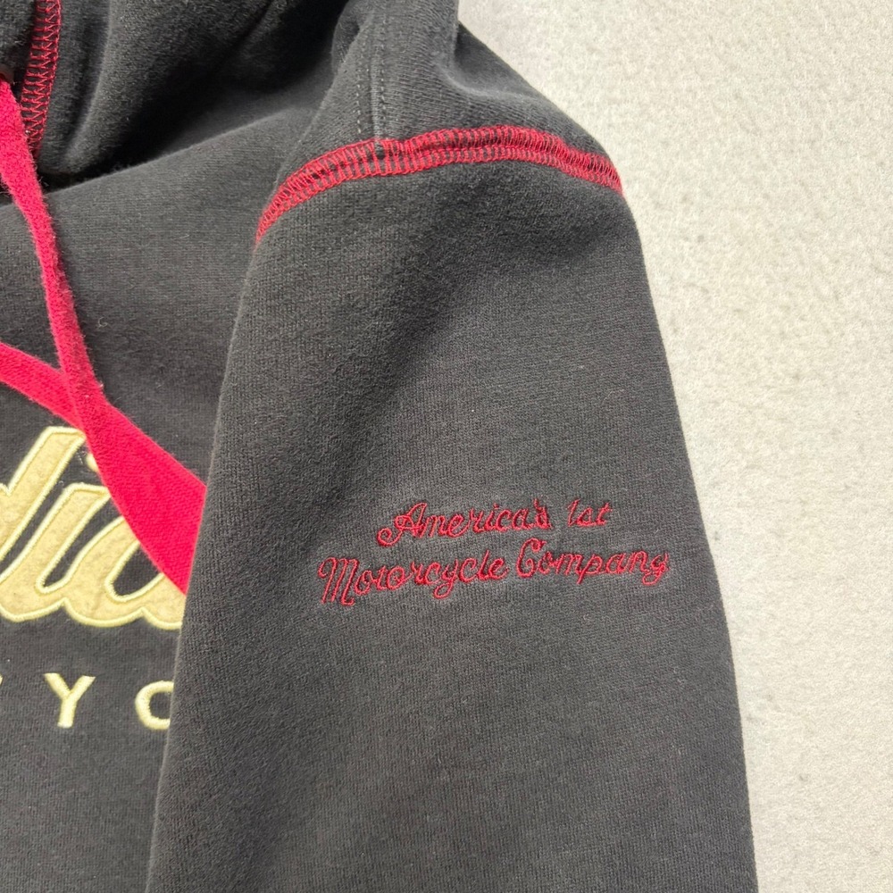 Indian Motorcycle Hoodie Men Small Black Red Pullover Embroidered Logo Biker - Picture 10 of 11